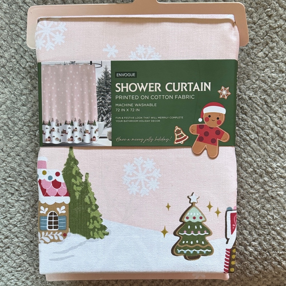 NEW Envogue Light Pink Gingerbread Shower Curtain